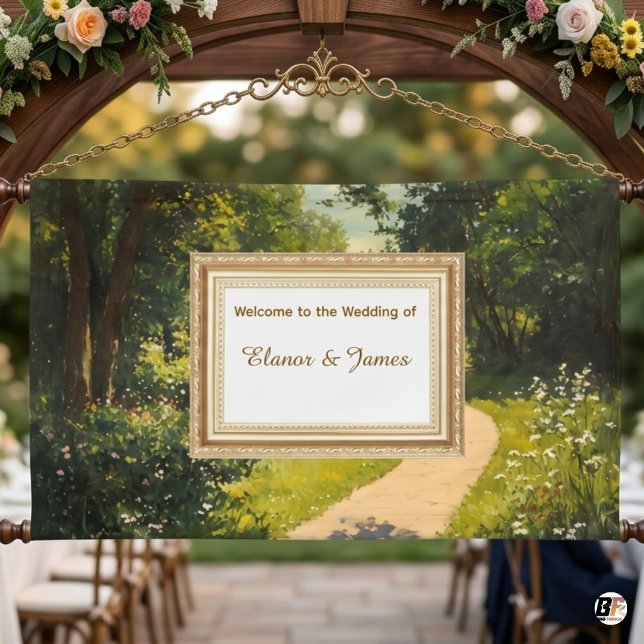 Impressionist Garden Path Wedding Welcome Backdrop Banner (Creator Uploaded)