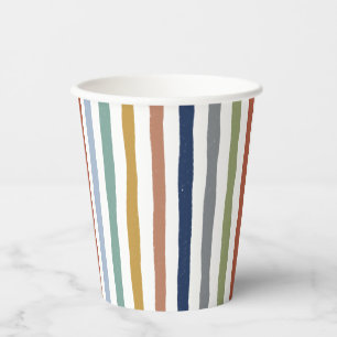 Impressionist-Inspired Colours Hand-Drawn Stripes Paper Cups
