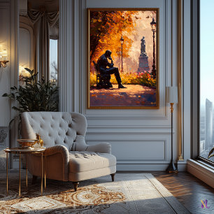 Impressionist Inspired The Thinker in Autumn Poster