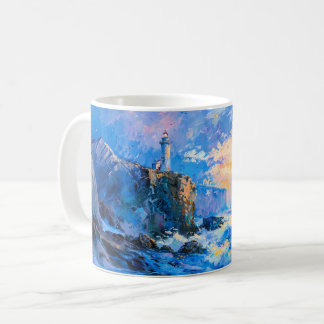 Impressionist Lighthouse by the Sea – Coastal Art Coffee Mug