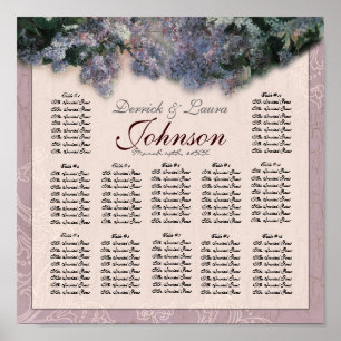 Impressionist Lilac Reception Table Seating Chart