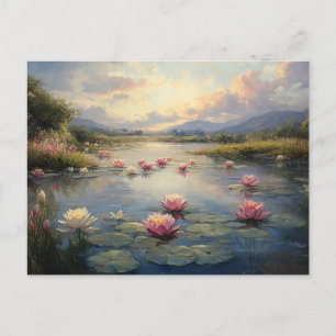 Impressionist Lily Pads on the Pond Postcard