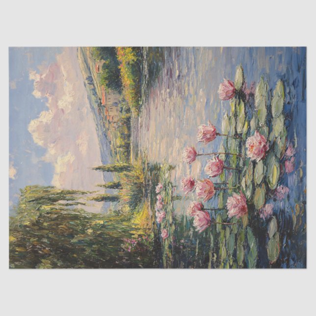 Impressionist Lily Pads Willow Tree Decoupage Tissue Paper (Front)