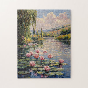 Impressionist Lily Pads Willow Tree Jigsaw Puzzle