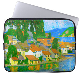 Impressionist Mediterranean Village by the Sea Laptop Sleeve