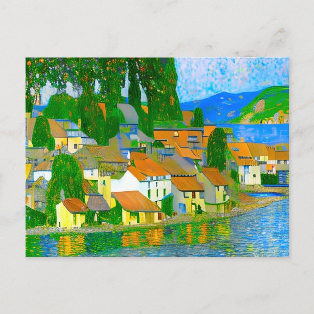 Impressionist  Mediterranean Village by the Sea   Postcard (Front)