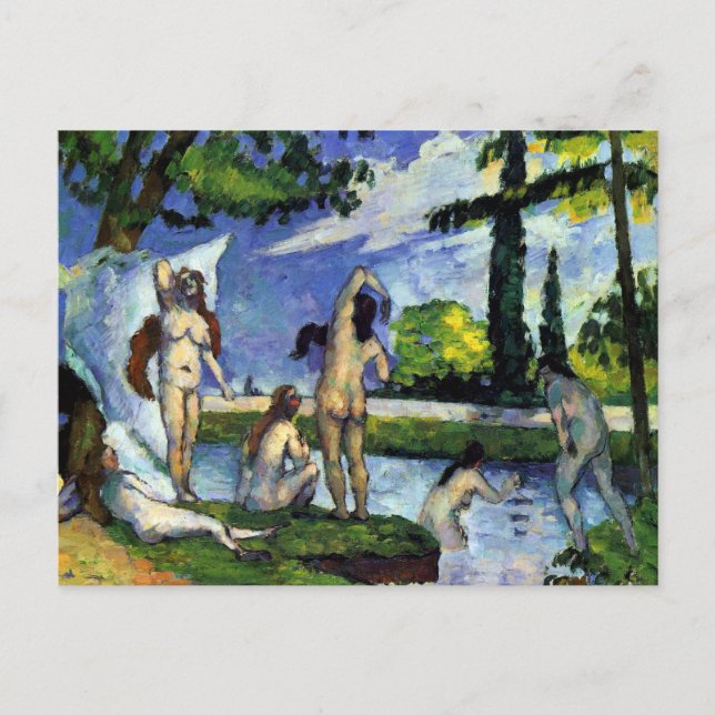 Impressionist painting by Cezanne bathers in river Postcard (Front)