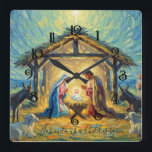 Impressionist Painting Nativity Scene Square Wall Clock<br><div class="desc">Impressionist Painting Nativity Scene Designed by Carrie Fink.  Printed and shipped by Zazzle or their partners.</div>