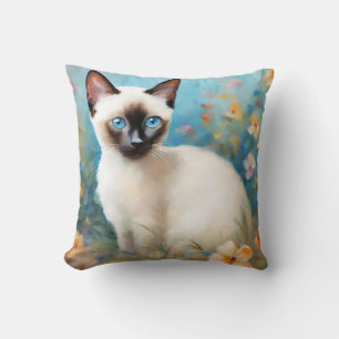 Impressionist Painting Siamese Kitten Cushion