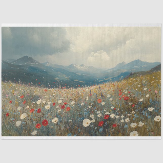 Impressionist Painting Wildflower Landscape Tissue Paper (Front)