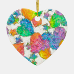 Impressionist Pastel Valentine Hearts Ceramic Tree Decoration