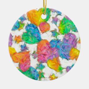 Impressionist Pastel Valentine Hearts Ceramic Tree Decoration