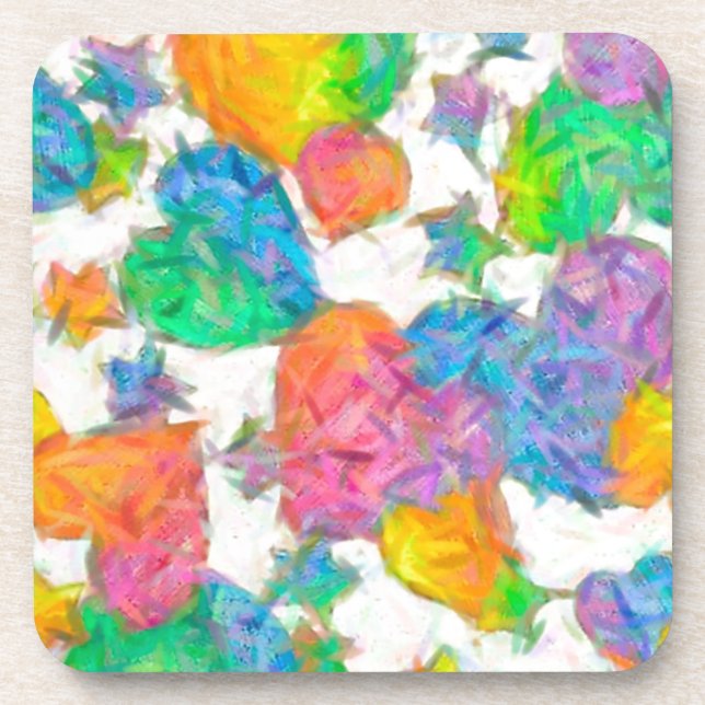 Impressionist Pastel Valentine Hearts Coaster (Front)