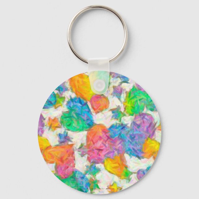 Impressionist Pastel Valentine Hearts Key Ring (Front)