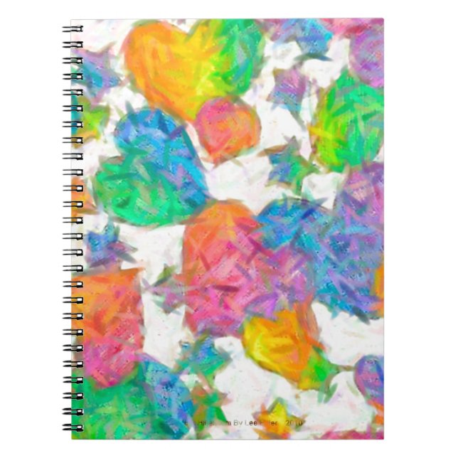 Impressionist Pastel Valentine Hearts Spiral Notebook (Front)
