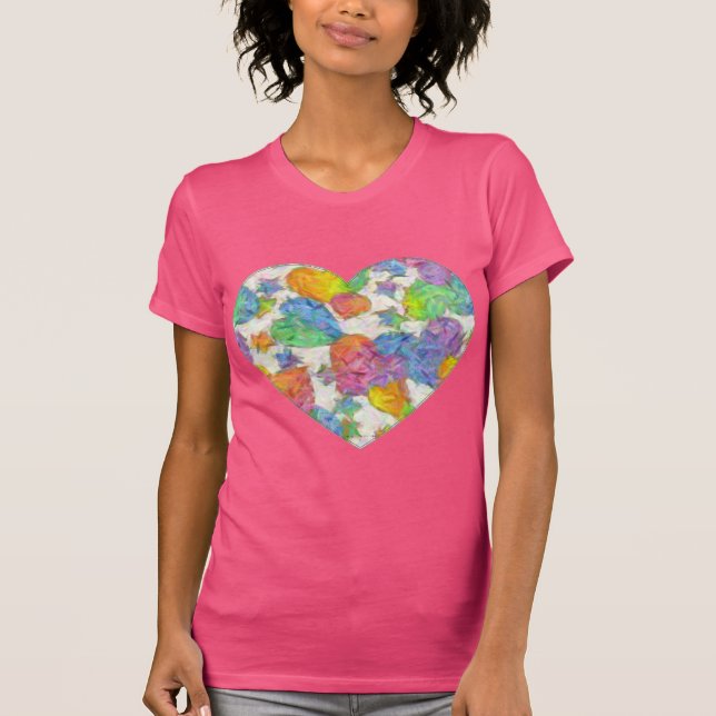 Impressionist Pastel Valentine Hearts T-Shirt (Front)