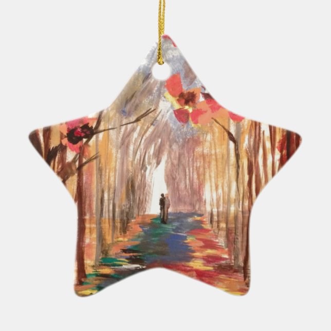 Impressionist Path Ceramic Tree Decoration (Front)