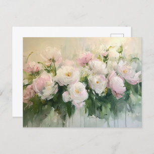 Impressionist Pink Roses Painting Postcard