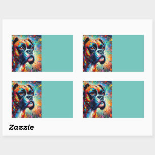 Impressionist Pop Art Boxer Dog Organisation Rectangular Sticker