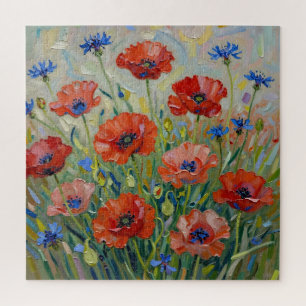 Impressionist Red Poppy Field Jigsaw Puzzle