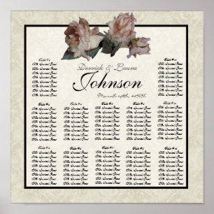Impressionist Roses  Reception Table Seating Chart