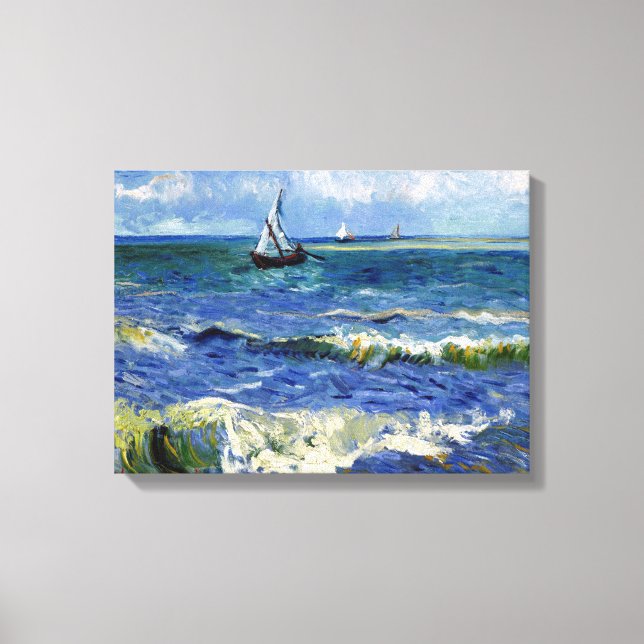 Impressionist Sailboat on the Ocean Waves Canvas Print (Front)