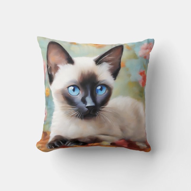 Impressionist Siamese Portrait Cushion (Front)