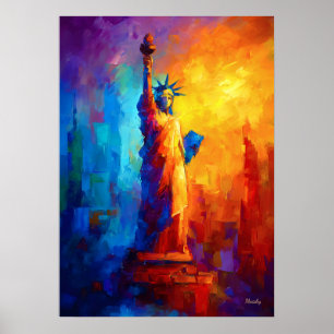 Impressionist Statue of Liberty New York Artwork Poster