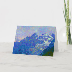 Impressionist Style Alpine Mountain Landscape Card