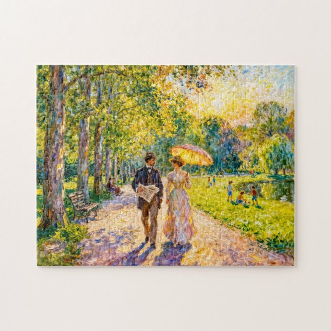 Impressionist Summer Park Stroll Around Year 1900 Jigsaw Puzzle (Horizontal)
