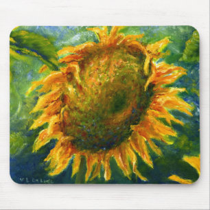 Impressionist Sunflower Face Mouse Pad