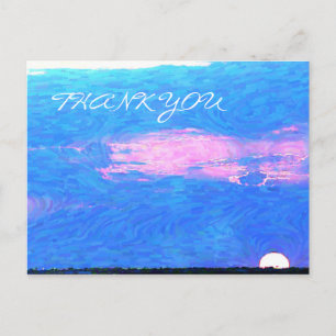 Impressionist Sunset From Sea Thank You Postcard