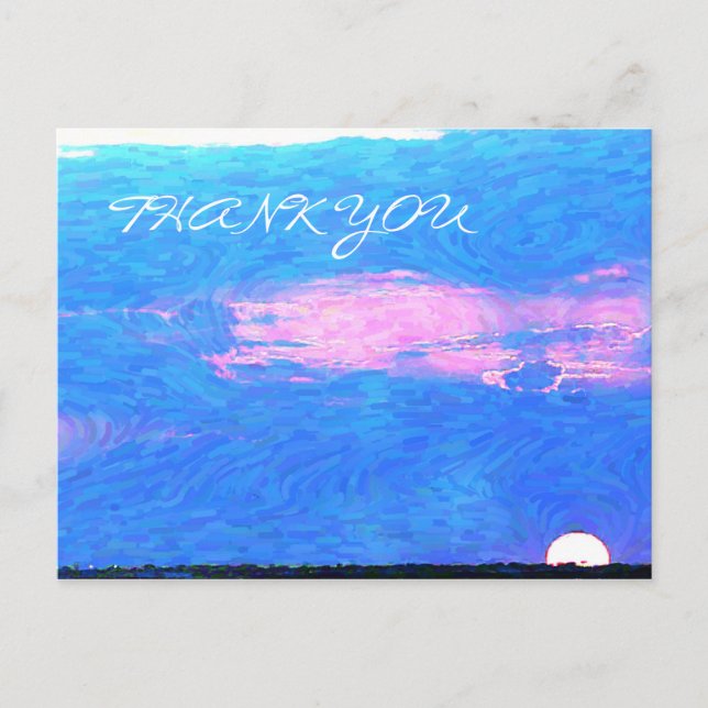 Impressionist Sunset From Sea Thank You Postcard (Front)