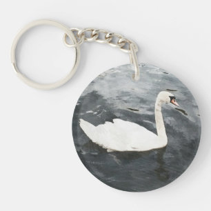 Impressionist Swan Key Ring