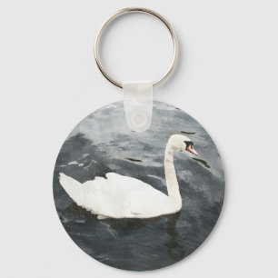 Impressionist Swan Key Ring