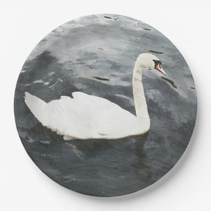 Impressionist Swan Paper Plate