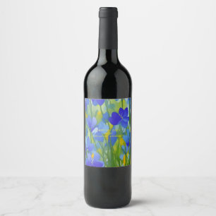 Impressionist Texas Bluebonnets Wine Label