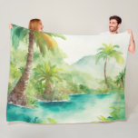 Impressionist Watercolor Tropical Island Scene Fleece Blanket<br><div class="desc">All Occasion themed items designed by Umua. Printed and shipped by Zazzle or their partners.</div>