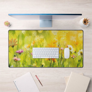 Impressionist Wildflower Meadow Oil Painting Desk Mat