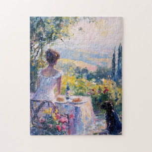 Impressionist Woman Having a Picnic Jigsaw Puzzle