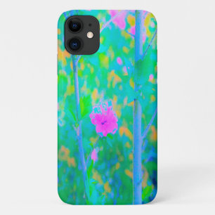 Impressionistic Blue Landscape with Pink Flower Case-Mate iPhone Case
