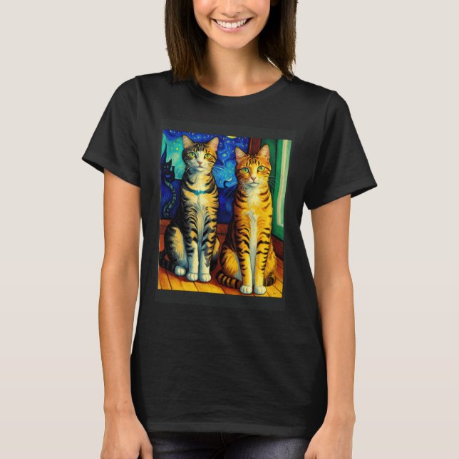 Impressionistic Cat Impressionism Cats Painting Ca T-Shirt (Front)