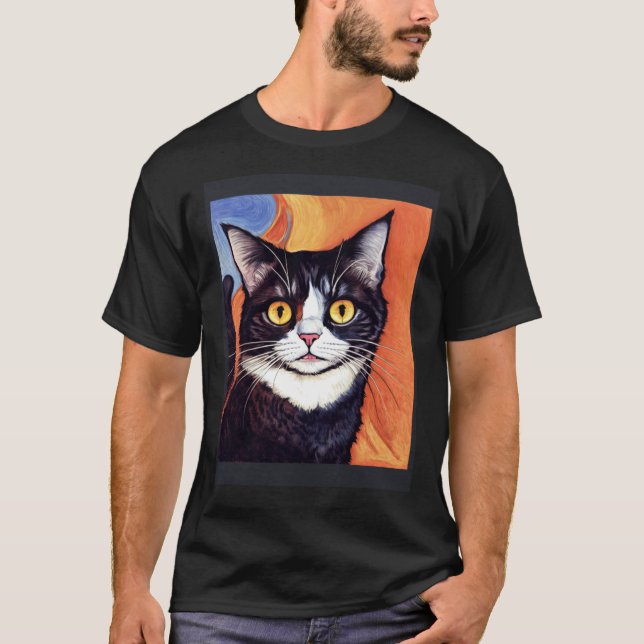Impressionistic  Cat Screaming Impressionism Cats  T-Shirt (Front)