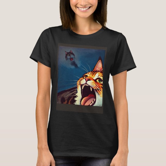 Impressionistic  Cat Screaming Impressionism Cats  T-Shirt (Front)