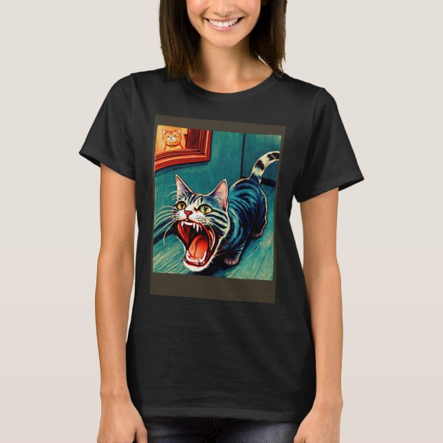 Impressionistic  Cat Screaming Impressionism Cats  T-Shirt (Front)