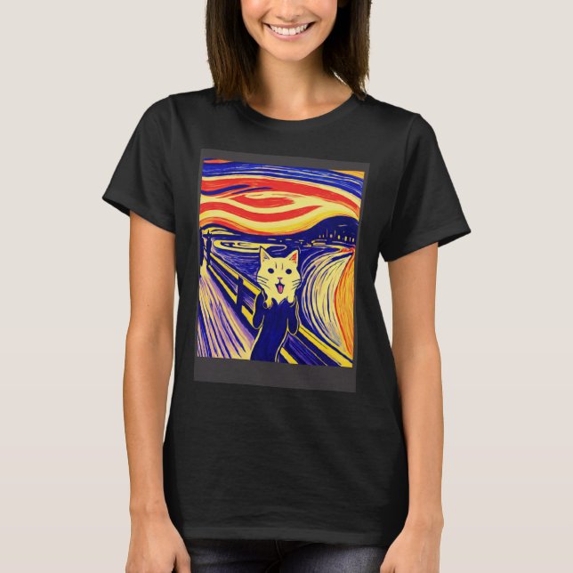 Impressionistic  Cat Screaming Impressionism Cats  T-Shirt (Front)