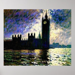 Impressionistic Depiction of Houses of Parliament Poster