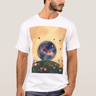 Impressionistic Galaxy with Blooming Garden T-Shirt