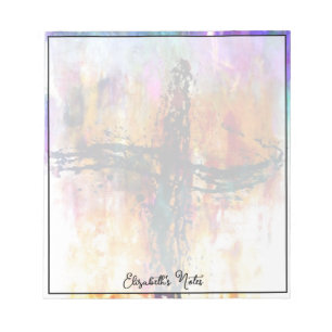Impressionistic grunge cross personalised notepad
