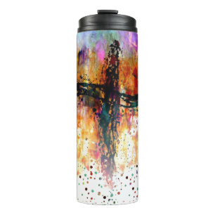 Impressionistic grunge cross thermal tumbler